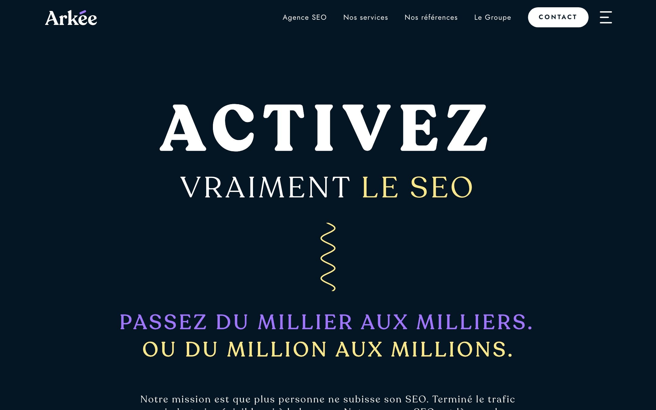 Site de Arkée — capture d'écran