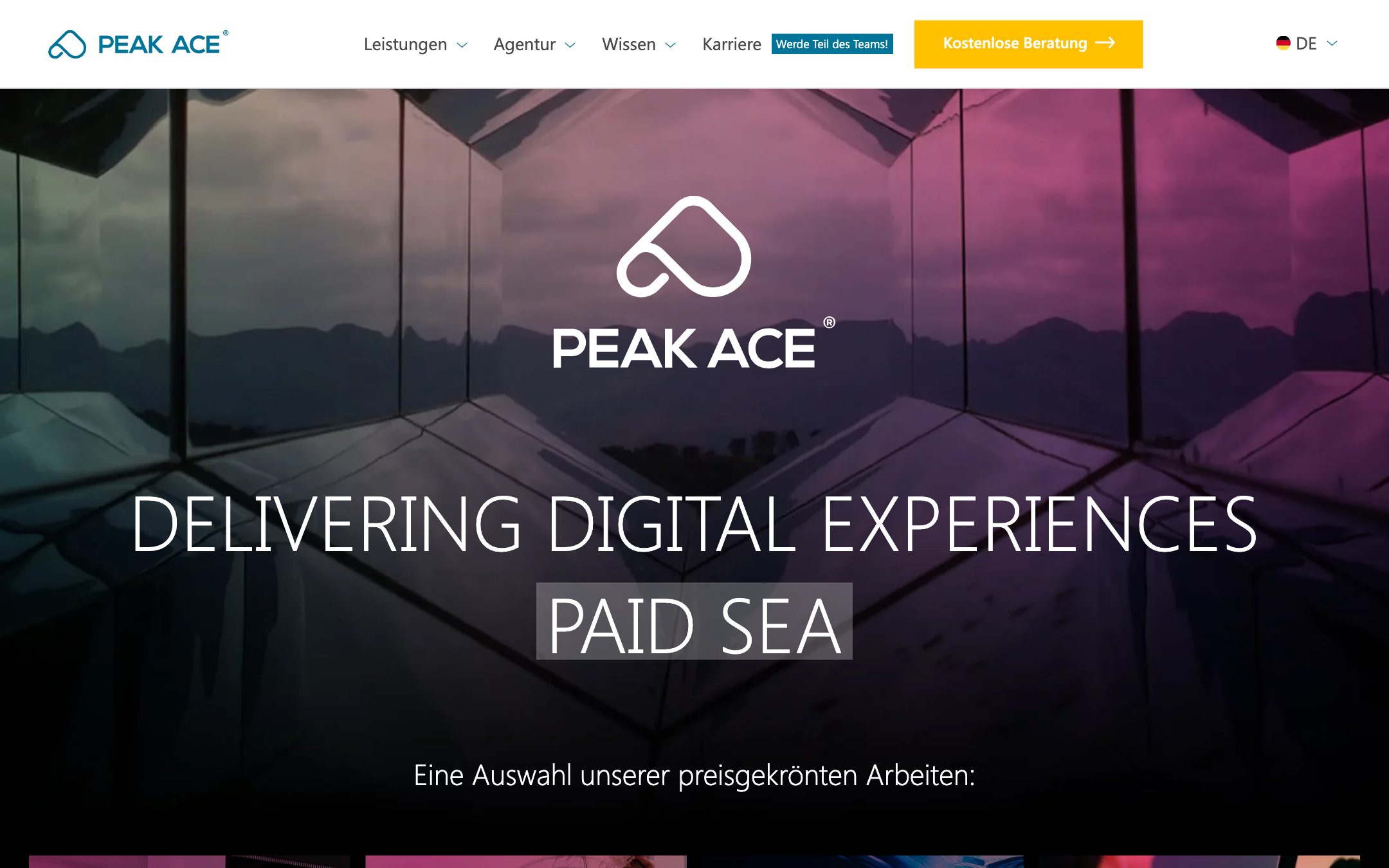 Site de Peak Ace — capture d'écran